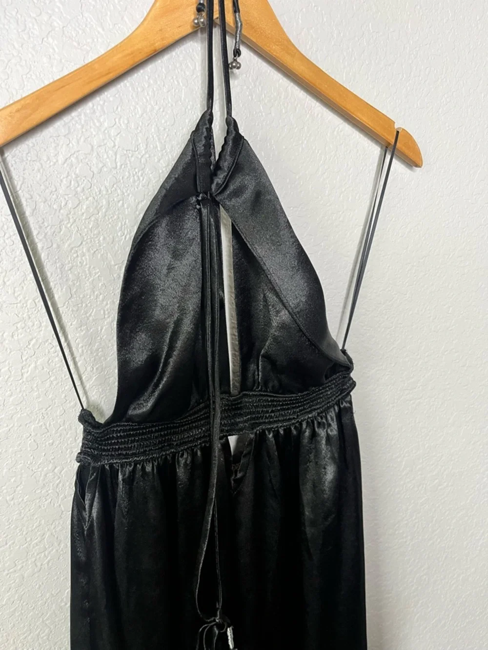Free People Look Into The Sun Satin Cutouts Halter Gown Maxi Dress Black XS - Picture 5 of 12